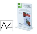 Expositor sobremesa q-connect con forma de t metacrilato tamaño a4 a dos caras