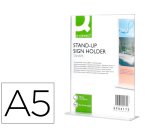 Expositor sobremesa q-connect con forma de t metacrilato tamaño a5 a dos caras