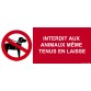 Panneau d'interdiction - Interdit aux Animaux Même Tenus en Laisse  - 210 x 75 mm - vinyle