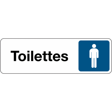 Panneau adhésif - Toilettes Homme - Signalétique avec pictogramme  - 150 x 47 mm - Argent