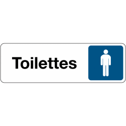 Panneau adhésif - Toilettes Homme - Signalétique avec pictogramme  - 250 x 80 - Blanc