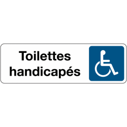 Panneau adhésif - Toilettes Handicapés  - 250 x 80 mm - Argent