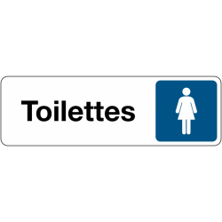 Panneau Signalétique - Toilettes Femme - Adhésif  - 150 x 47 mm - Blanc