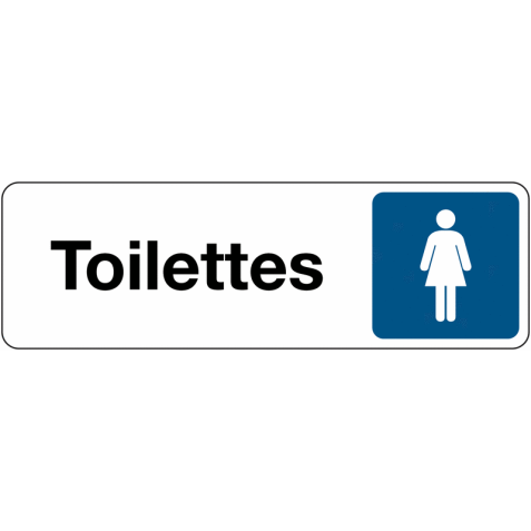 Panneau Signalétique - Toilettes Femme - Adhésif  - 250 x 80 mm - Blanc