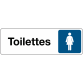 Panneau Signalétique - Toilettes Femme - Adhésif  - 250 x 80 mm - Blanc