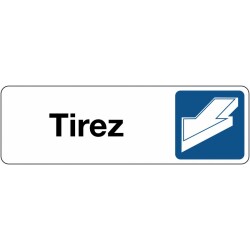 Panneau adhésif signalétique - Tirez avec pictogramme flèche - Usage intérieur/extérieur