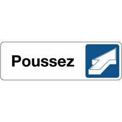 Panneau Signalétique Adhésif - Poussez avec Pictogramme Flèche - Modèles PVC ou Metallex