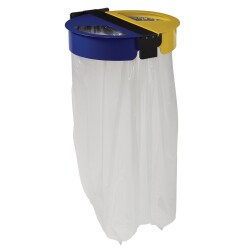 Support mural ou sur pied pour sac poubelle 2 flux City   - Gris / Jaune - Sur pied