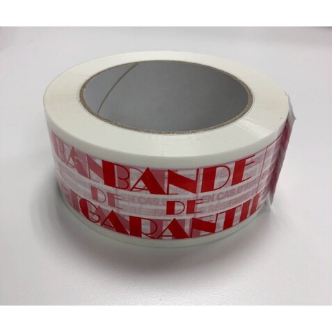 Ruban adhésif - Bande de garantie blanc imprimé - 48 x 100 mm