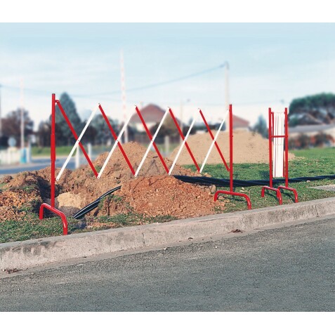 Barrière accordéon - Rouge et blanc - 1000x3000 mm - Acier  - Rouge