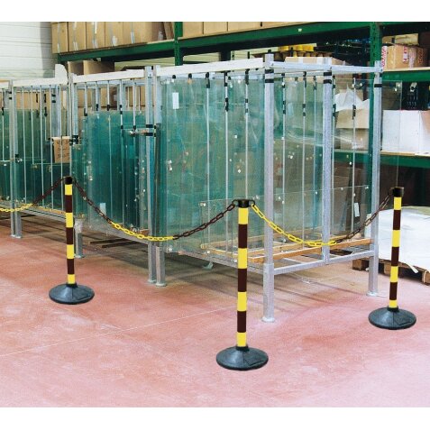 Balise de chantier - Poteaux avec chaînes bicolores - Hauteur 900 mm