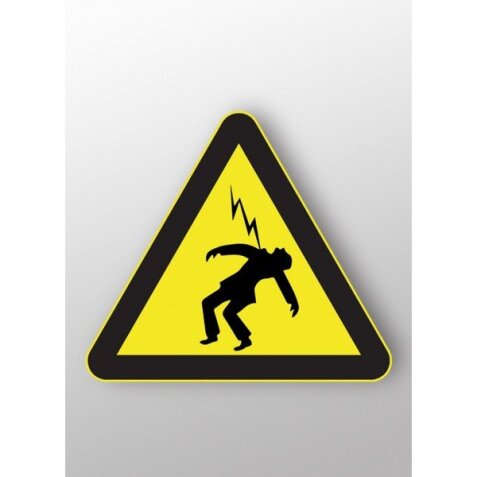 Panneau danger - Haute tension - W012 - 250 mm  - Vinyle Souple Autocollant
