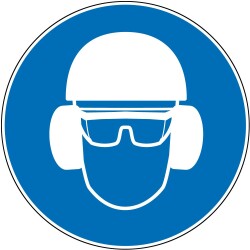 Panneau EPI obligatoire - Protection de la tête, de la vue et de l'ouïe - M014