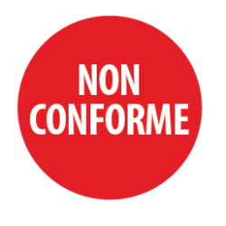 Rouleau d'étiquettes de contrôle - Non conforme - Adhésif permanent - diamètre 40 mm - Lot de 500