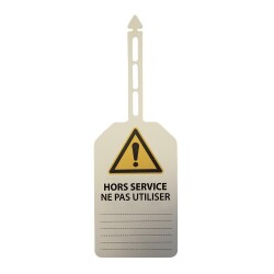 Plaquettes d'inspection - Danger + texte "Hors service ne pas utiliser" - 85 x 145 mm - Polyester