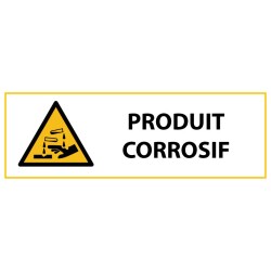 Panneau de danger - Produit corrosif - W023   - 297 x 105 mm - Vinyle Souple Autocollant