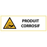Panneau de danger - Produit corrosif - W023   - 450 x 150 mm - Vinyle Souple Autocollant
