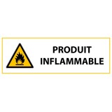 Panneau de danger - Matières Inflammables - W021   - 450 x 150 mm - Vinyle Souple Autocollant