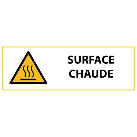 Panneau - Danger Surface chaude - W017  - 297 x 105 mm - Vinyle Souple Autocollant