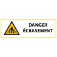 Panneau de danger - Ecrasement - W019   - 450 x 150 mm - Vinyle Souple Autocollant