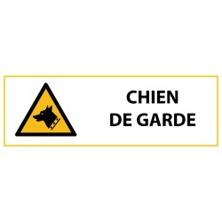Panneau de danger - Chien de garde - W013   - 297 x 105 mm - Vinyle Souple Autocollant
