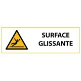 Panneau de danger - Surface glissante - W011   - 297 x 105 mm - Vinyle Souple Autocollant