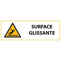 Panneau de danger - Surface glissante - W011   - 297 x 105 mm - Vinyle Souple Autocollant