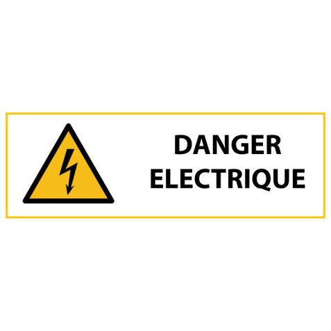 Panneau de danger - Electricité - W012   - 450 x 150 mm - Vinyle Souple Autocollant