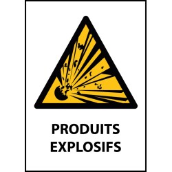 Panneau - Produits Explosifs - W002   - Vinyle Souple Autocollant - A4