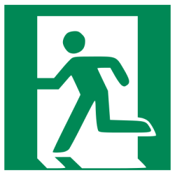Panneau - Sortie de secours gauche - E001  - 125 x 125 mm - PVC