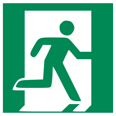 Panneau général - Sortie de secours droite - E002  - 125 x 125 mm - PVC