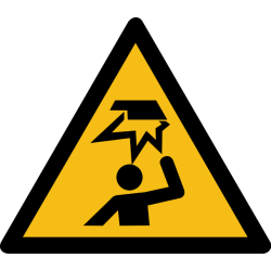 Pictogramme de danger - Obstacle en hauteur - W020   - 100 mm - Vinyle Souple Autocollant