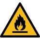 Panneau danger - Matières inflammables - W002  - 50 mm - Vinyle Souple Autocollant