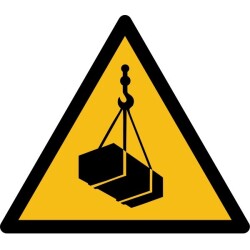 Pictogramme de danger - Charges supendues - W015   - 100 mm - Vinyle Souple Autocollant