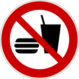 Panneau d'interdiction - Interdiction de manger et boire - P022  - 200 mm - PVC