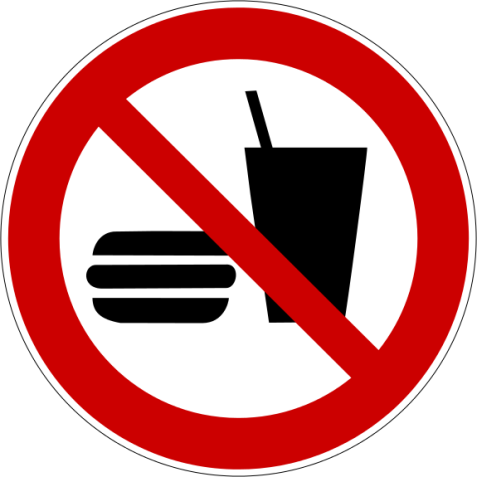 Panneau d'interdiction - Interdiction de manger et boire - P022  - 200 mm - PVC