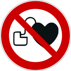 Panneau d'Interdiction - Interdit aux personnes porteuses d'un stimulateur cardiaque - P007