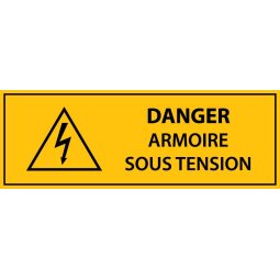 Panneau - Danger armoire sous tension - Vinyle autocollant   - 297 x 105