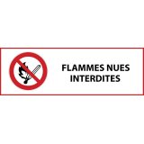 Panneau d'interdiction - Flammes nues interdites - P003   - 297 x 105 mm - Vinyle Souple Autocollant