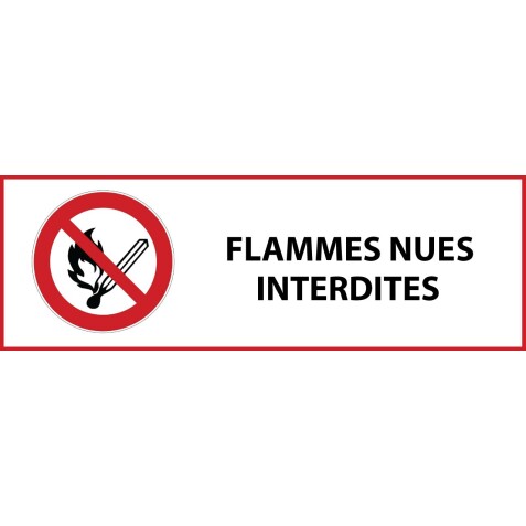 Panneau d'interdiction - Flammes nues interdites - P003   - 297 x 105 mm - PVC
