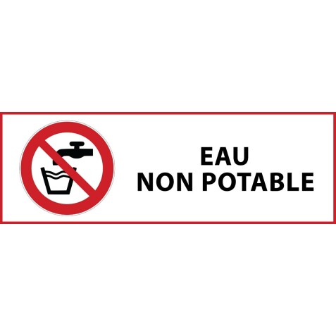 Panneau interdiction - Eau non potable - P005  - 450 x 150 mm - Vinyle Souple Autocollant