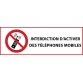 Panneau d'interdiction - Interdiction d'activer des téléphones mobiles - P013   - 297 x 105 mm - PVC