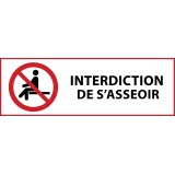 Panneau d'interdiction - Interdiction de s'asseoir - P018   - 297 x 105 mm - PVC