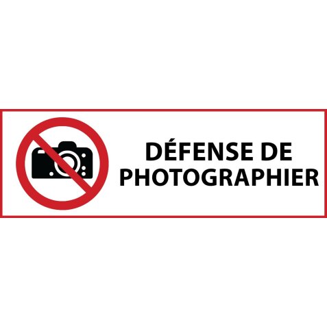 Panneau d'interdiction - Interdiction de photographier - P029   - 297 x 105 mm - Vinyle Souple Autocollant