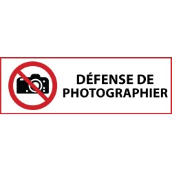 Panneau d'interdiction - Interdiction de photographier - P029   - 450 x 150 mm - Vinyle Souple Autocollant