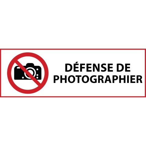 Panneau d'interdiction - Interdiction de photographier - P029   - 450 x 150 mm - Vinyle Souple Autocollant