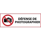 Panneau d'interdiction - Interdiction de photographier - P029   - 297 x 105 mm - PVC