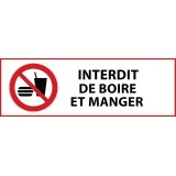 Panneau d'interdiction - Interdiction de boire et manger - P022   - 297 x 105 mm - PVC
