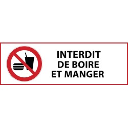 Panneau d'interdiction - Interdiction de boire et manger - P022   - 297 x 105 mm - PVC