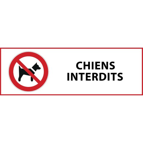 Panneau d'interdiction - Chiens interdits - P021   - 297 x 105 mm - Vinyle Souple Autocollant